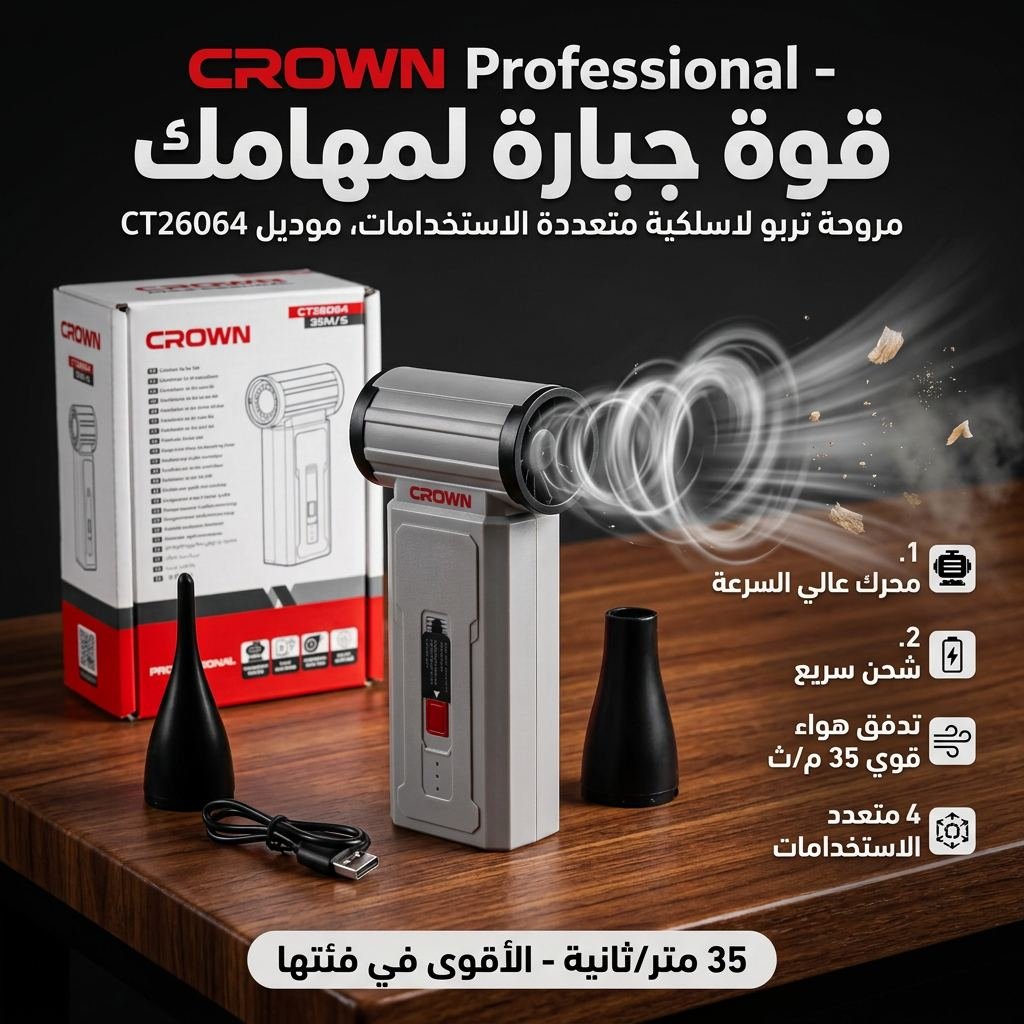 جهاز النفخ التوربيني اللاسلكي CROWN CT26064